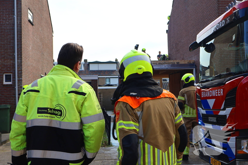 Brandweer ingezet voor brand in spouwmuur