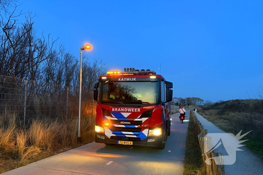 Grote brandweerinzet voor brandende kerstbomen in duingebied