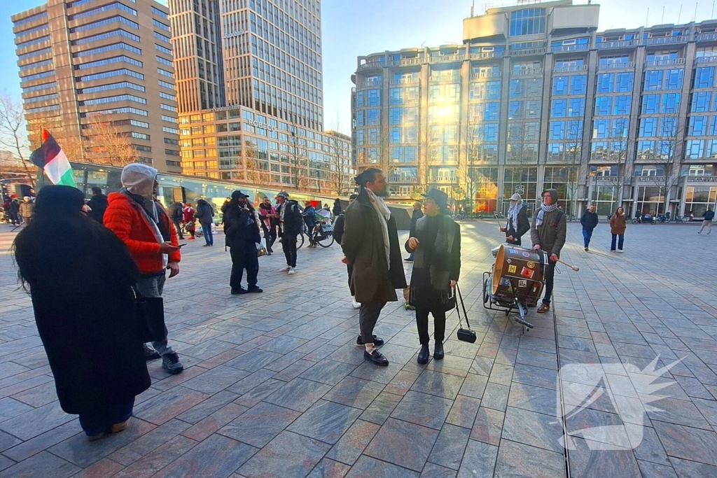 Pro Palestina demonstratie voor centraal station