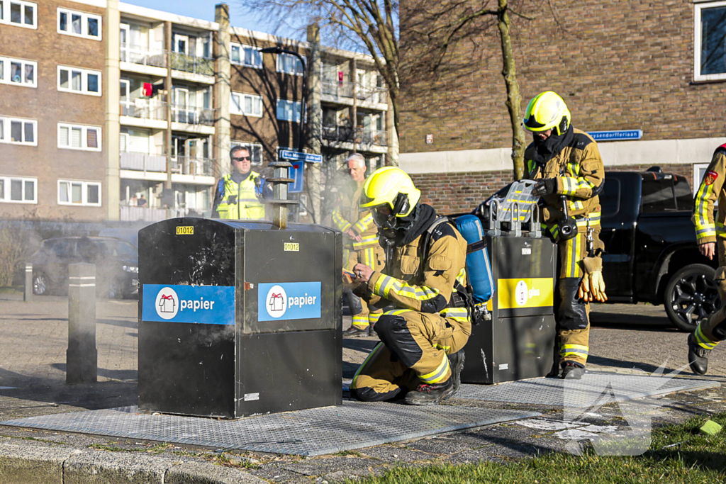 Brand in container veroorzaakt rookoverlast