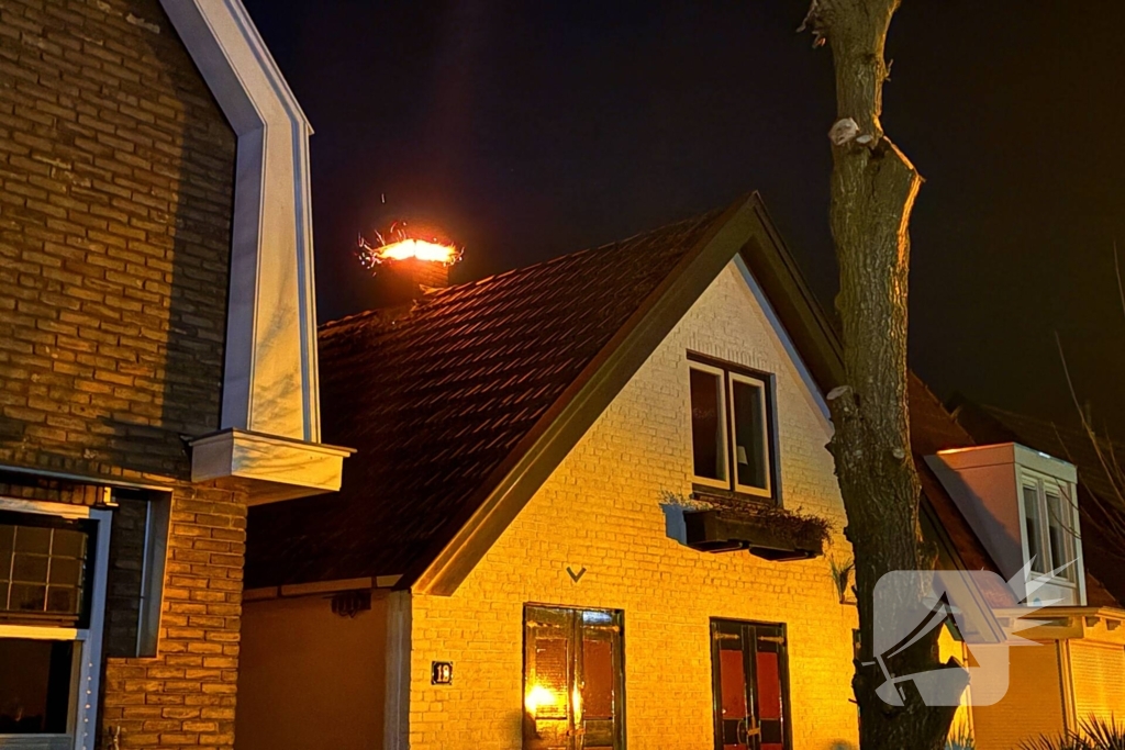 Flinke brand in schoorsteen van woning