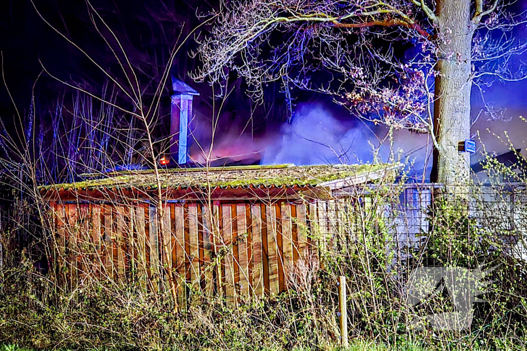 Brand in schuur achter woning