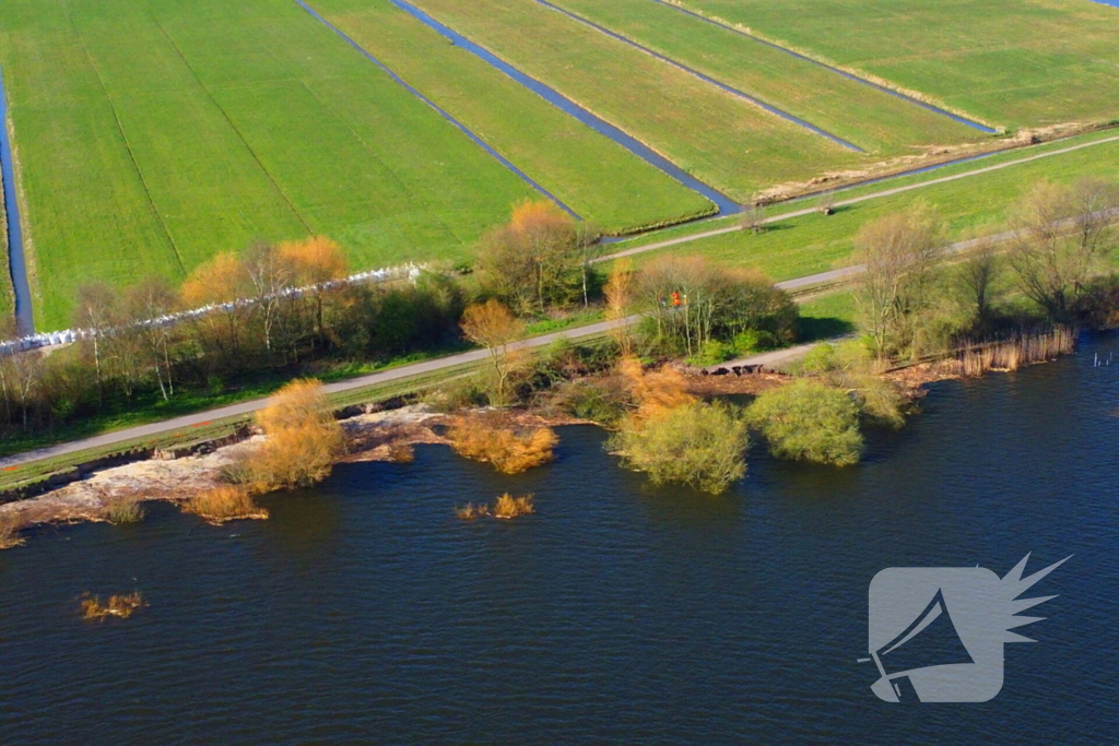 Zandzakken geplaatst ter voorkoming van overstroming