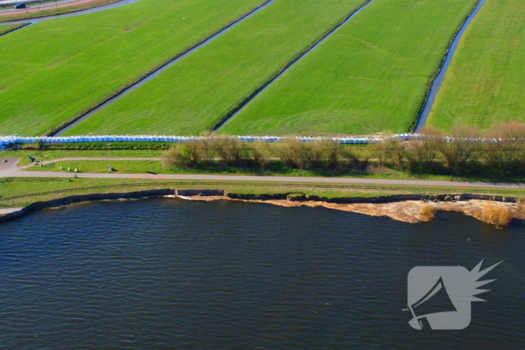 Zandzakken geplaatst ter voorkoming van overstroming