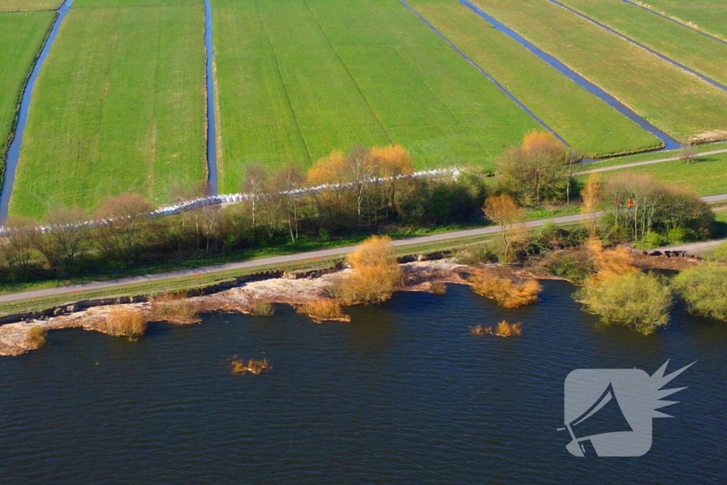 Zandzakken geplaatst ter voorkoming van overstroming