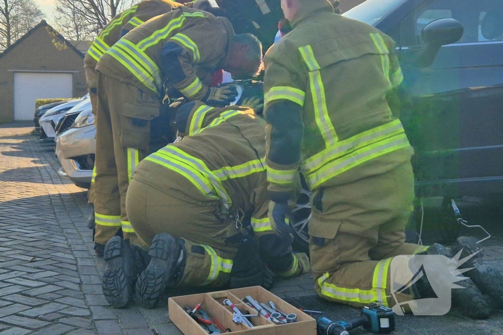 Brandweer bevrijdt kat uit motorkap