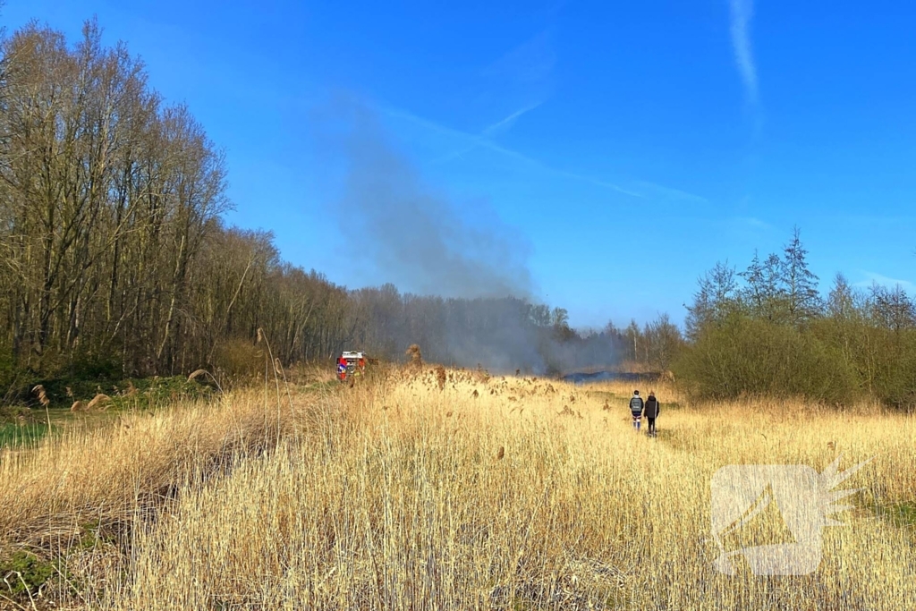 Veel rookontwikkeling bij brand in rietkraag