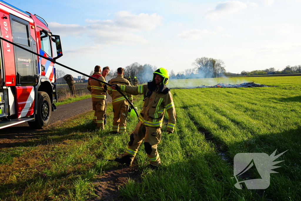 Snoeihout in vlammen, boom snel geblust