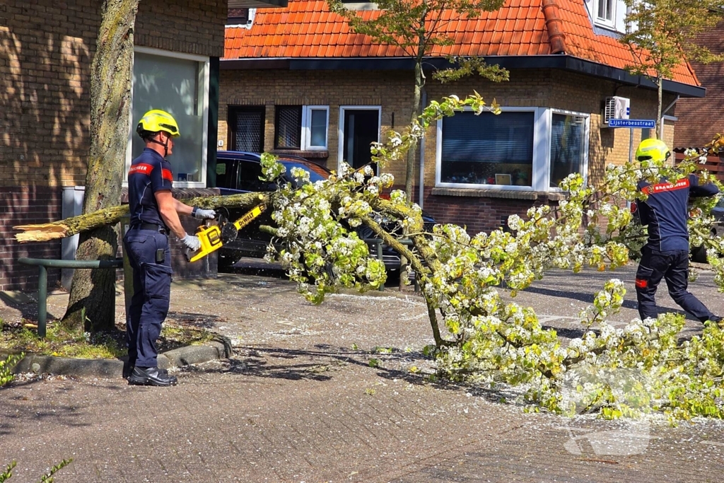 Verhuiswagen raakt tak, brandweer opgeroepen