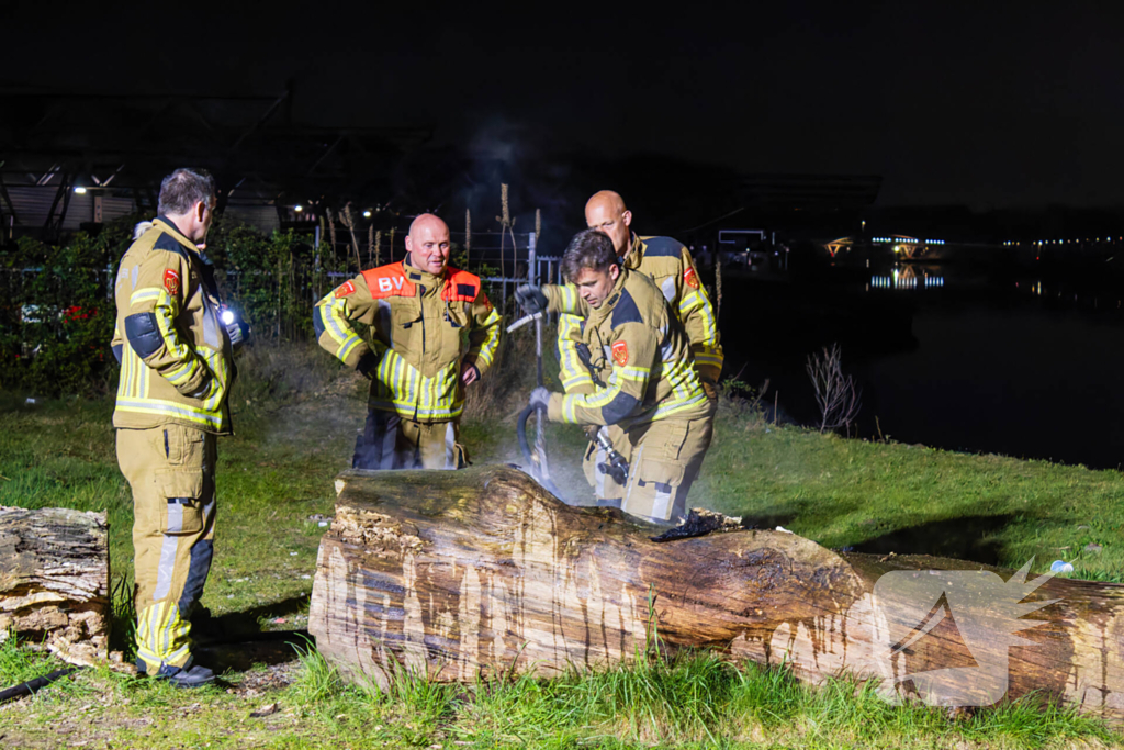 Brand ontstaan in boomstronk