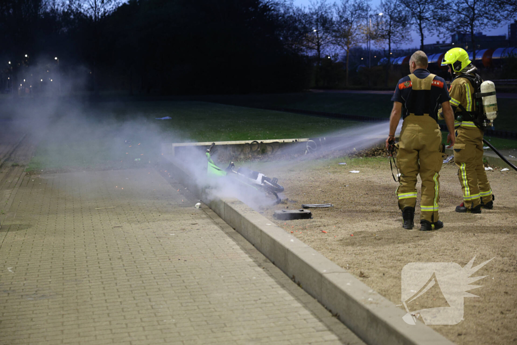 Huurfiets in brand gestoken