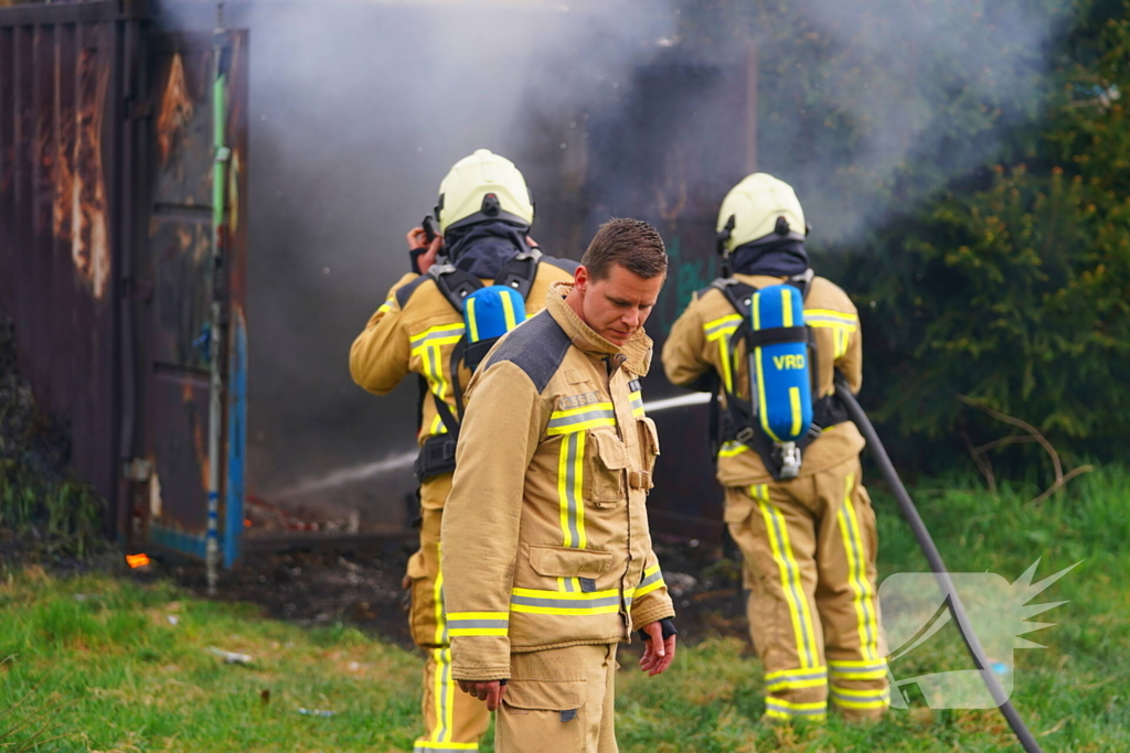 Brand gesticht in zeecontainer