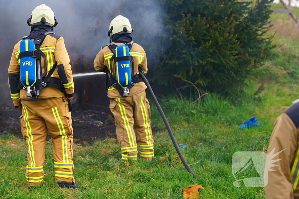 Brand gesticht in zeecontainer