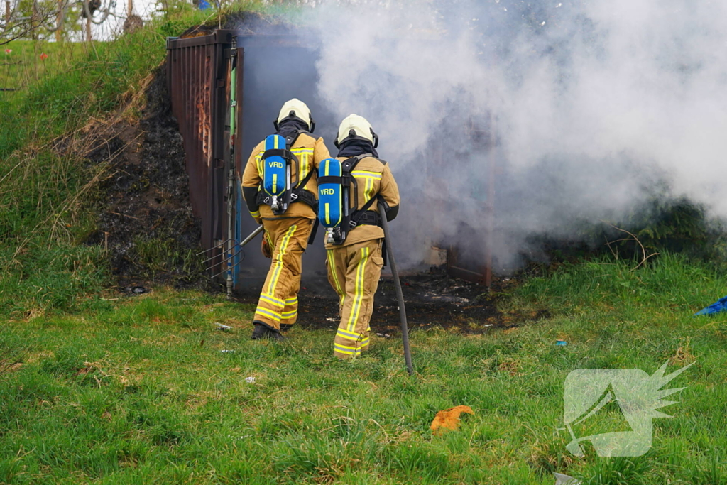 Brand gesticht in zeecontainer