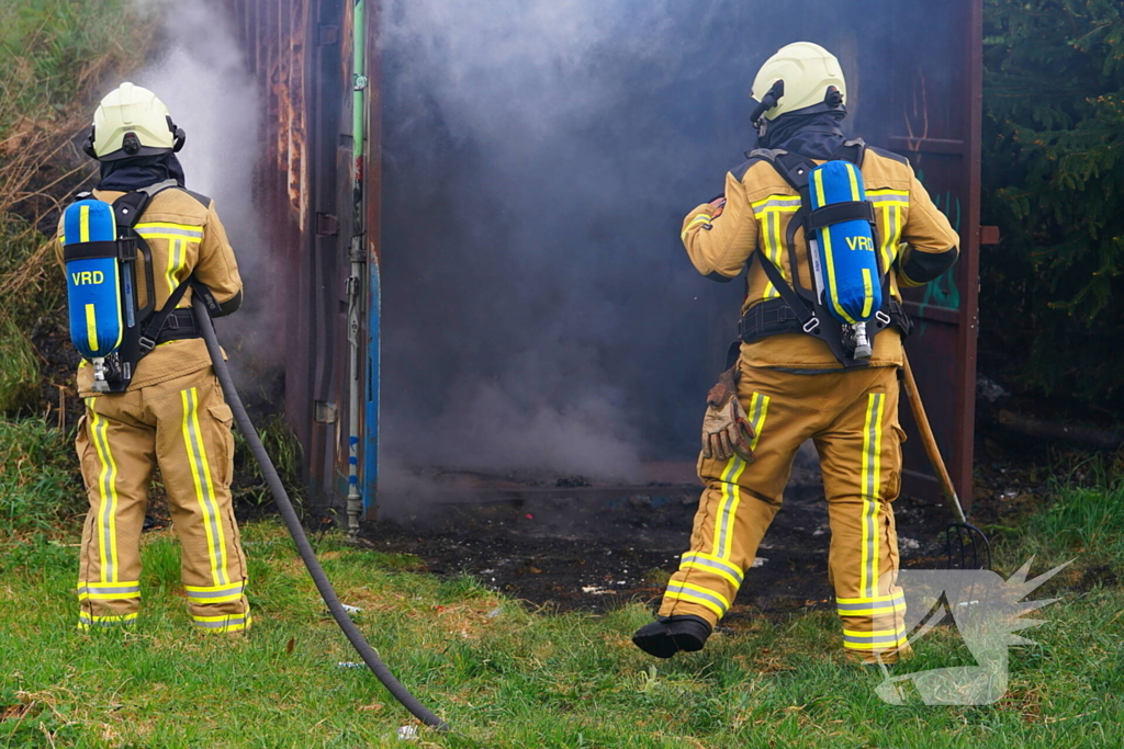 Brand gesticht in zeecontainer