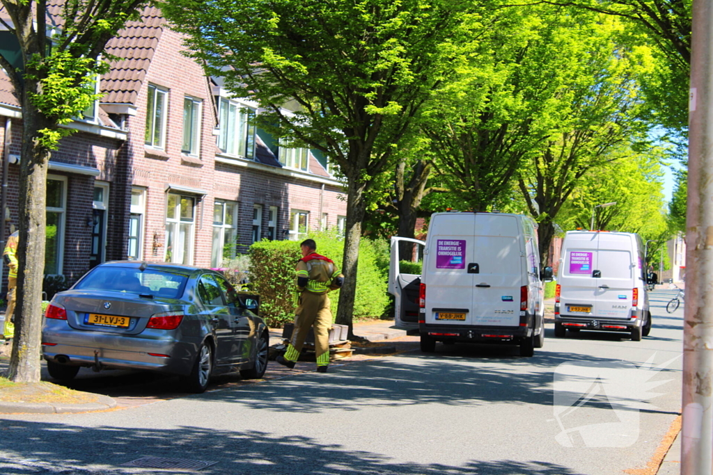 Gasleiding geraakt tijdens werkzaamheden in voortuin