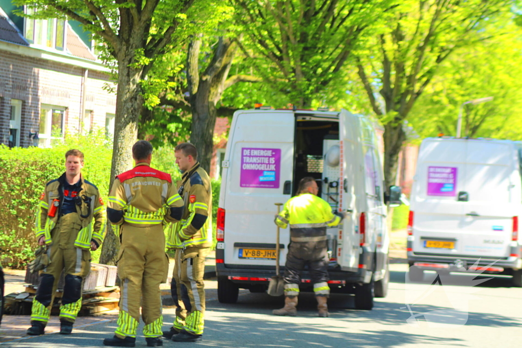 Gasleiding geraakt tijdens werkzaamheden in voortuin