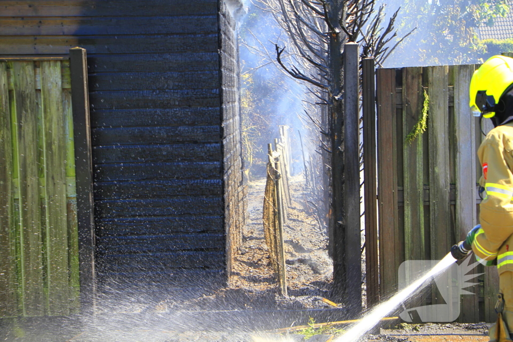 Schuur vat vlam door brandende coniferen