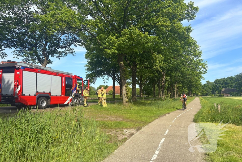 Brandweer verwijdert gevaarlijk hangende tak