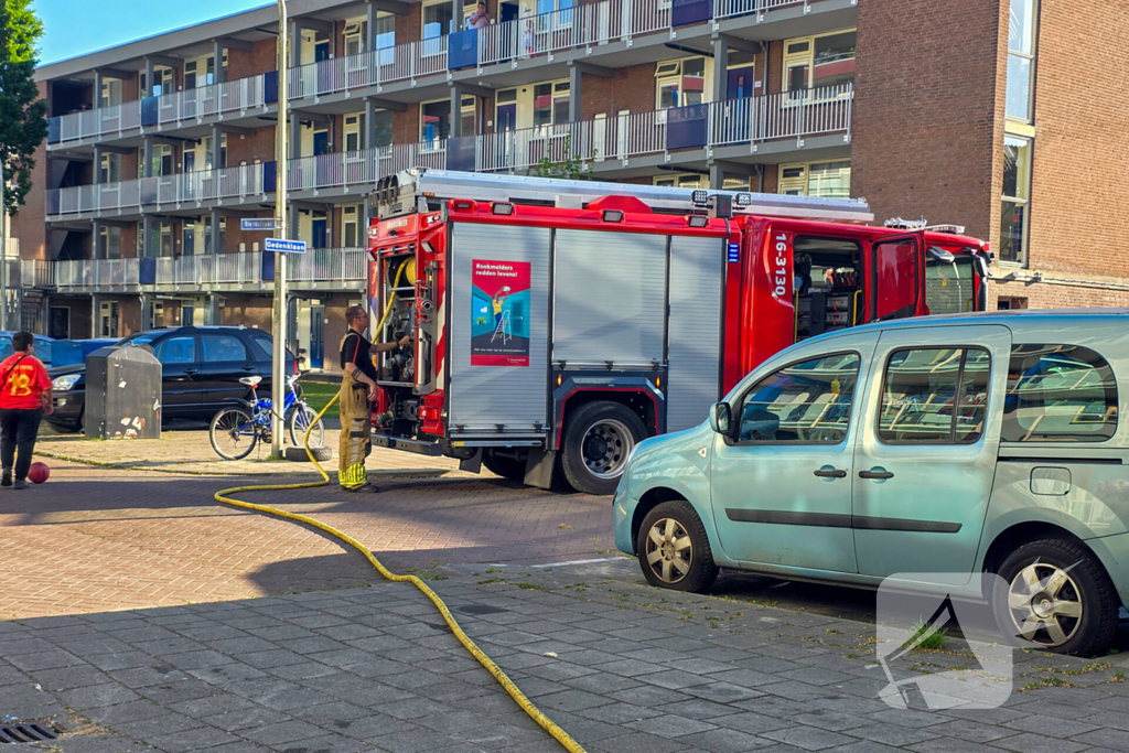 Brandweer blust brandende boom
