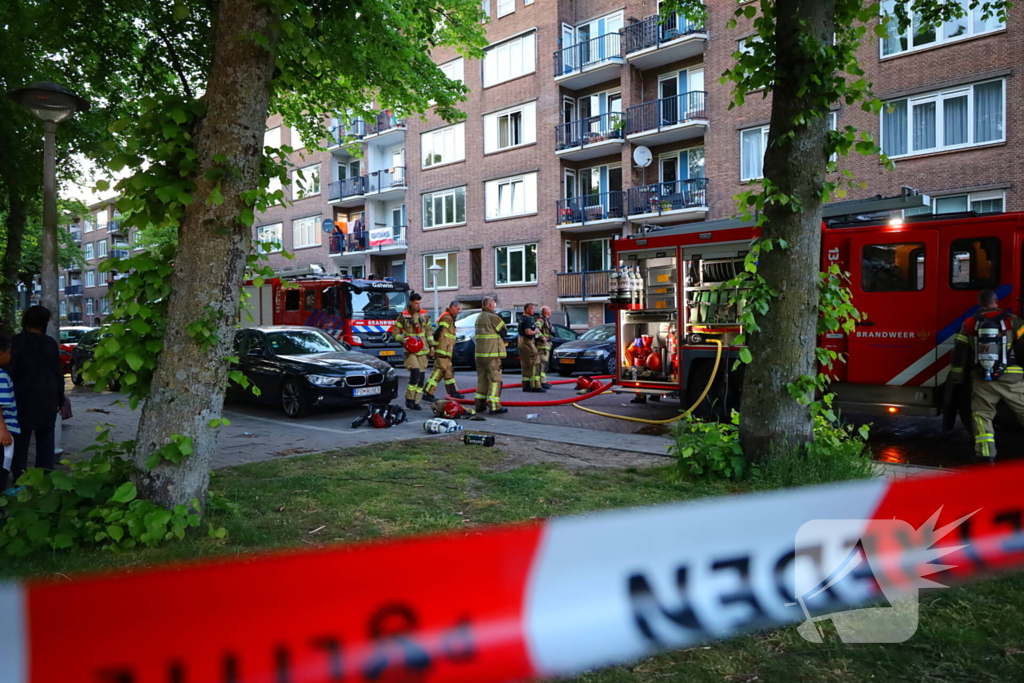 Evacuatie na brand in portiekwoning