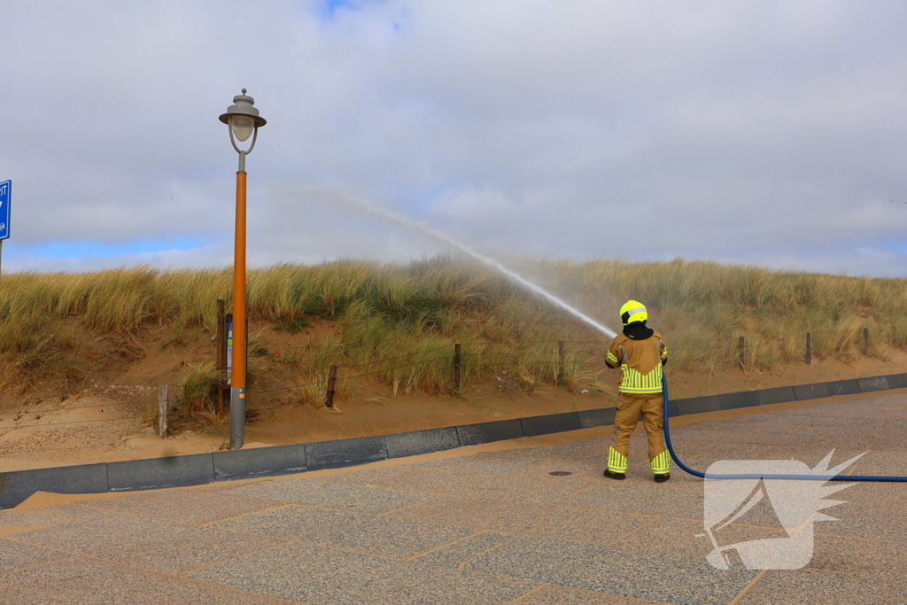 Brandweer besproeit duinen ter voorbereiding op demonstratie