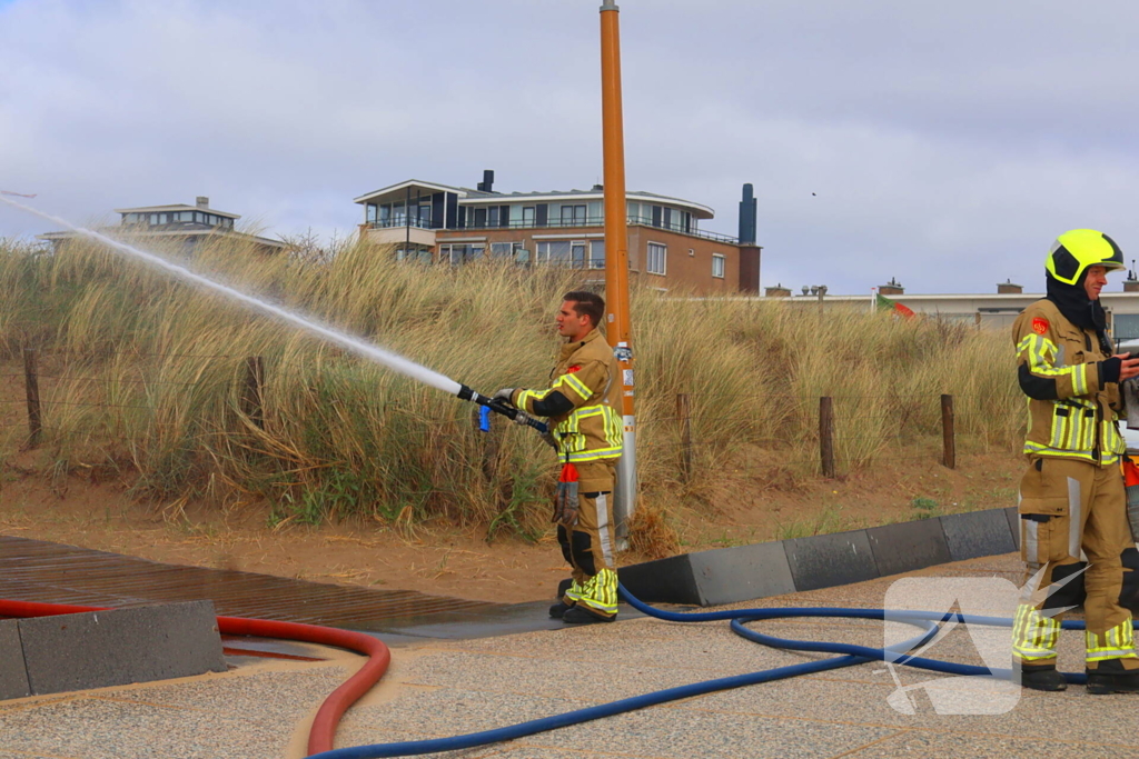 Brandweer besproeit duinen ter voorbereiding op demonstratie
