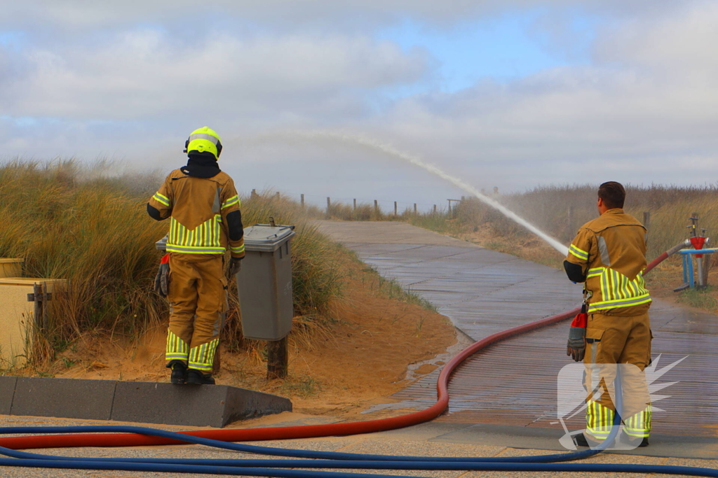 Brandweer besproeit duinen ter voorbereiding op demonstratie