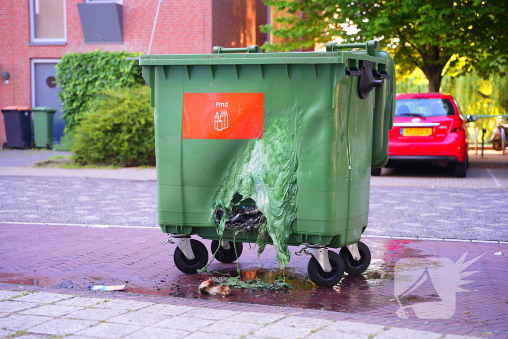 Brandende container geblust door bewoners