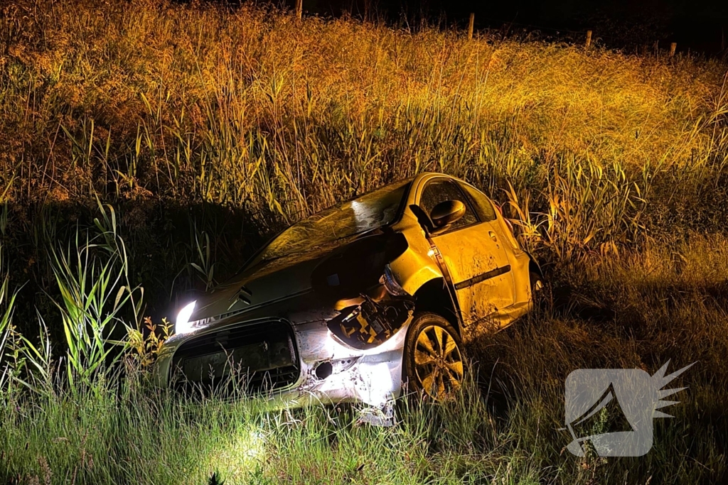 Auto belandt in sloot na het ontwijken van eend