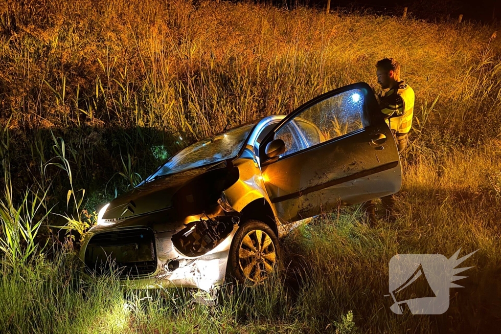 Auto belandt in sloot na het ontwijken van eend