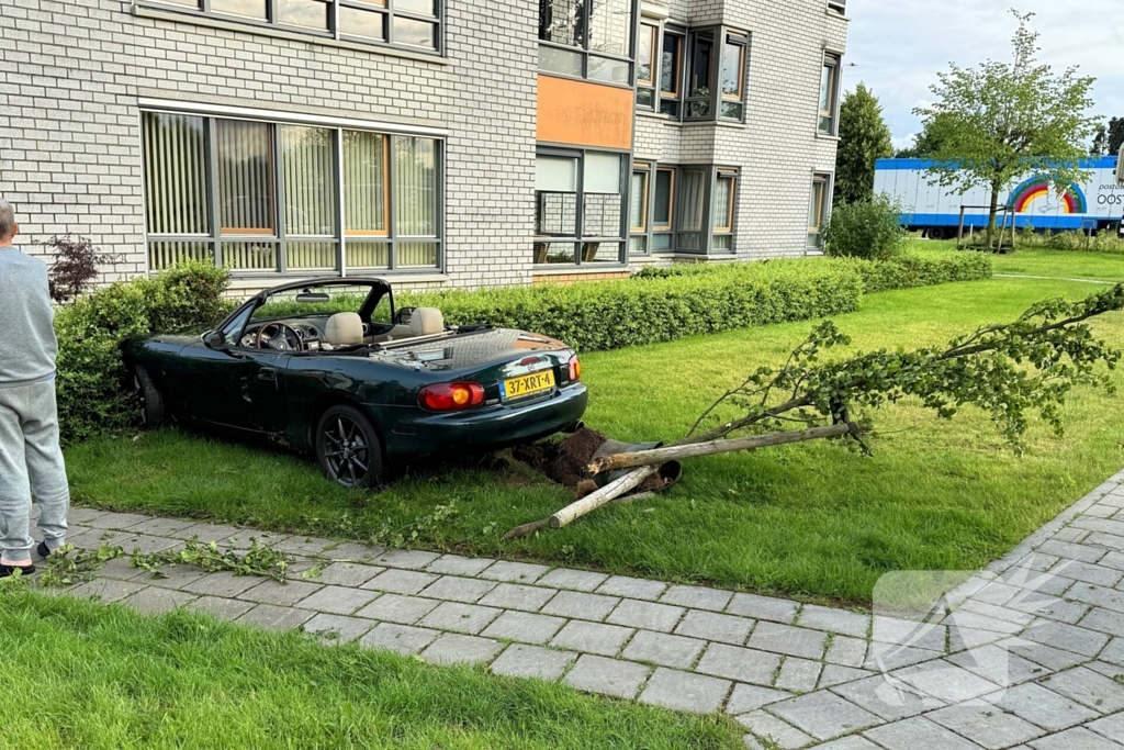 Auto vliegt uit de bocht na inhaalmanoeuvre