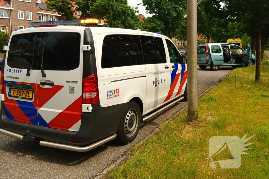 Bestelauto botst frontaal op boom