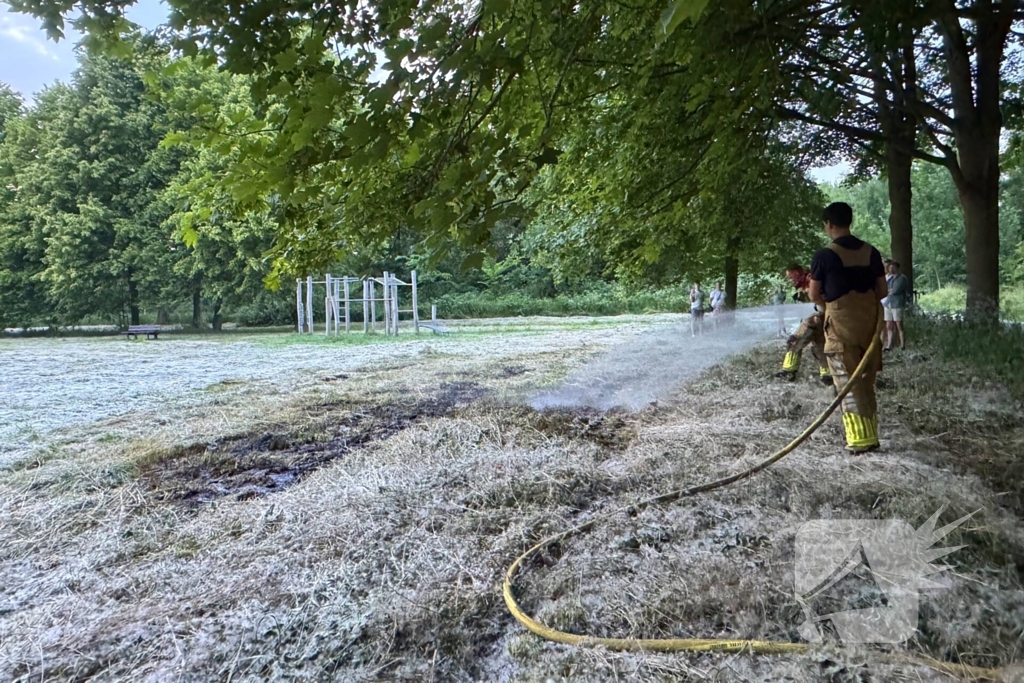 Brand in grasveld snel onder controle