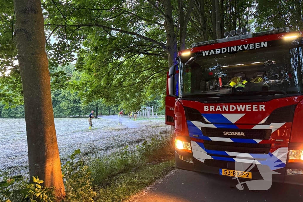 Brand in grasveld snel onder controle