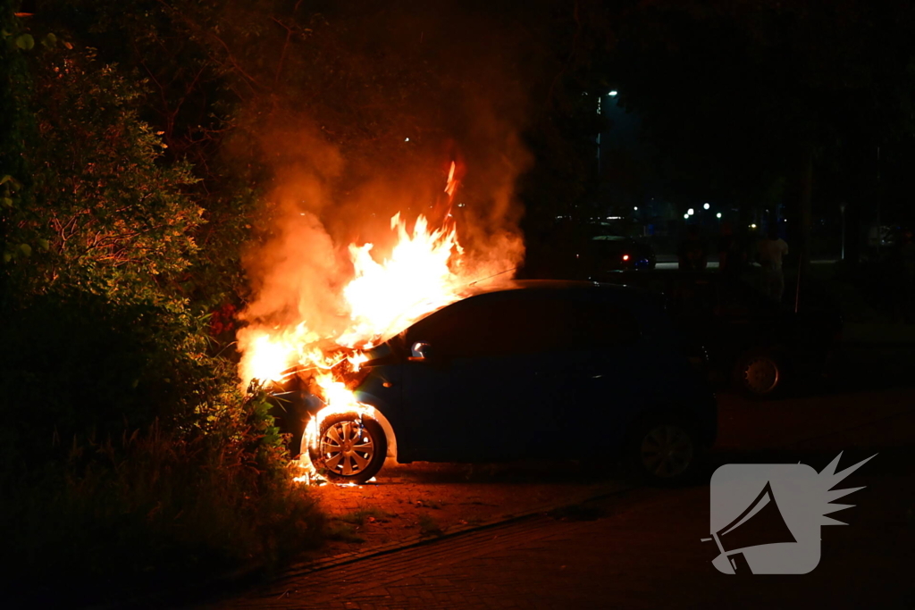 Voertuig in vlammen opgegaan