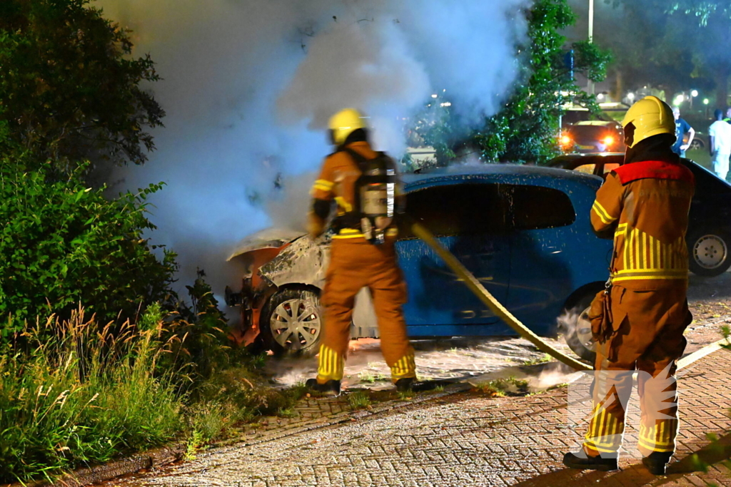 Voertuig in vlammen opgegaan