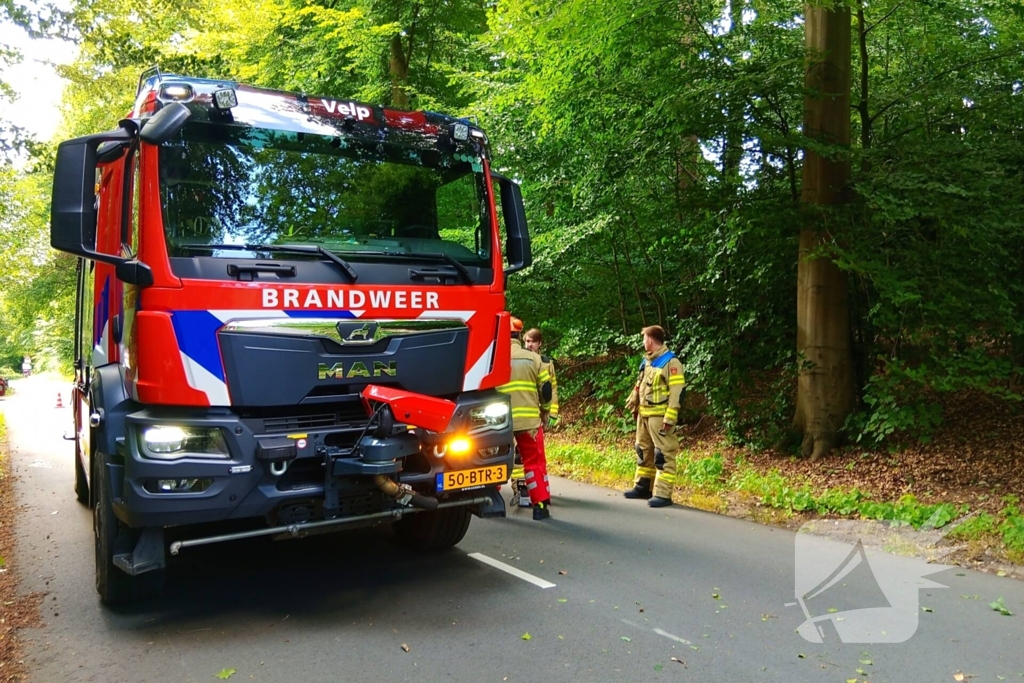 Boom blokkeert weg door stormschade