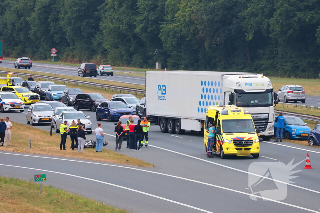 Ongeval met motorrijder leidt tot file
