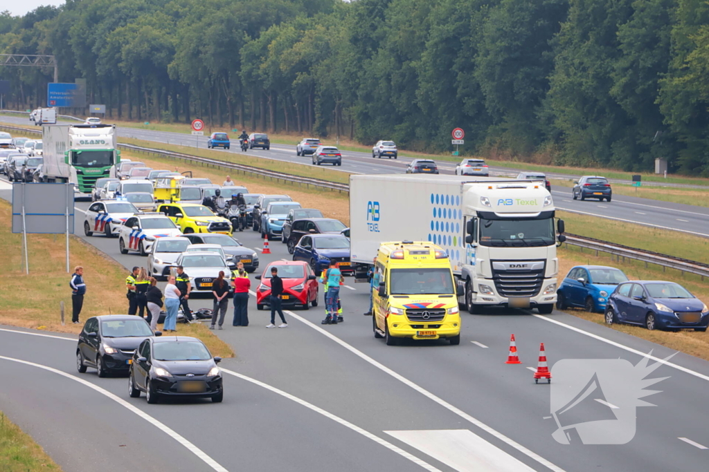 Ongeval met motorrijder leidt tot file