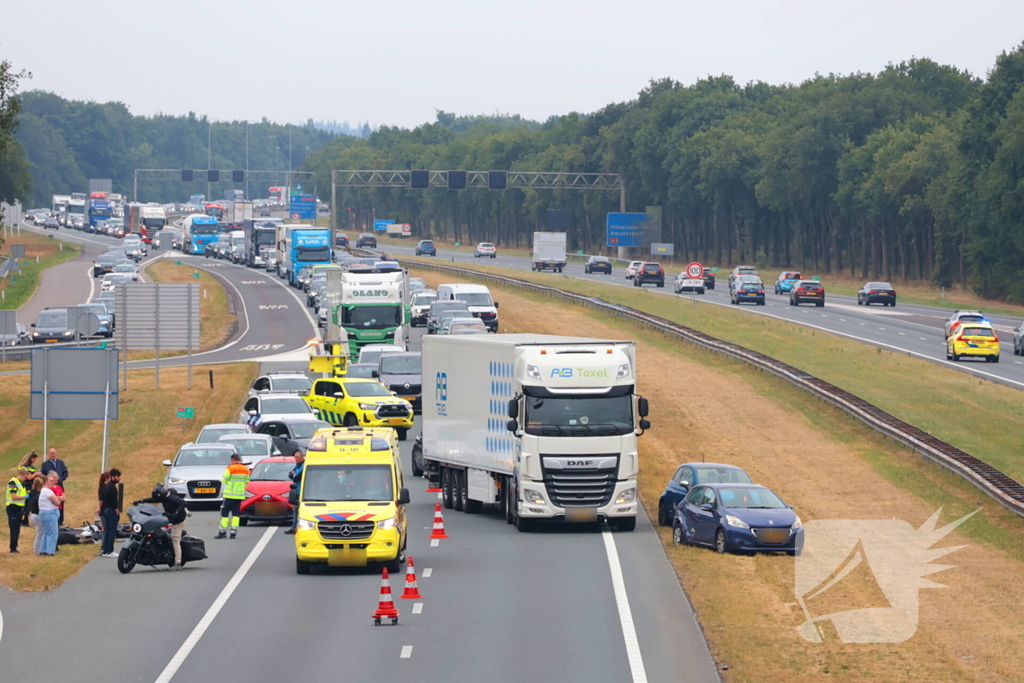 Ongeval met motorrijder leidt tot file