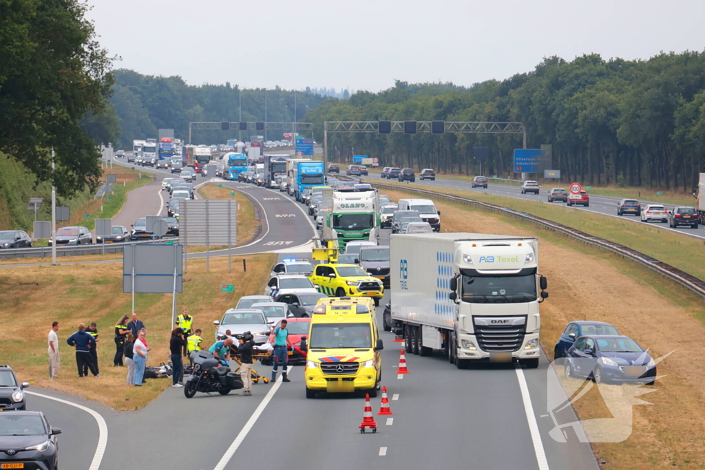Ongeval met motorrijder leidt tot file