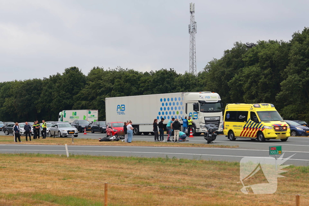 Ongeval met motorrijder leidt tot file