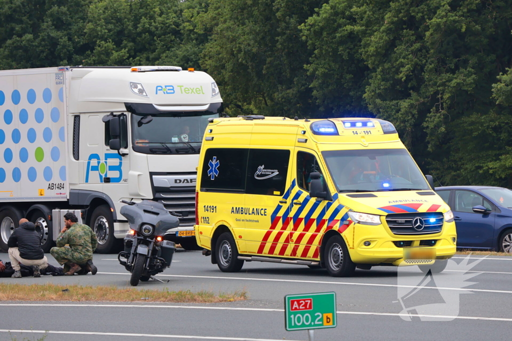 Ongeval met motorrijder leidt tot file