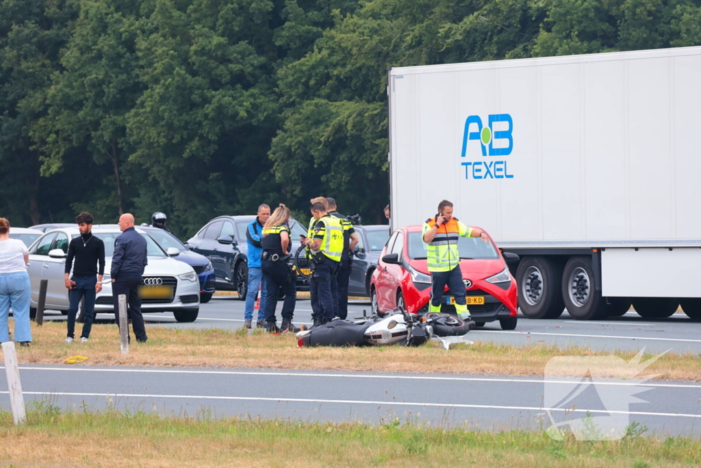Ongeval met motorrijder leidt tot file