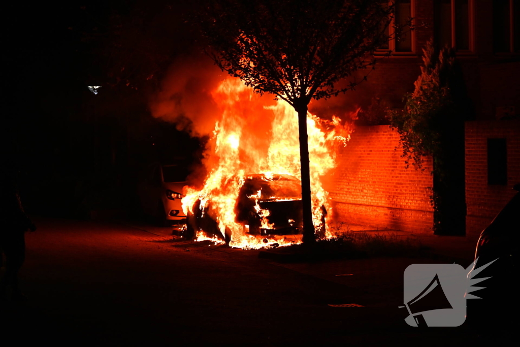 Geparkeerde auto in vlammen