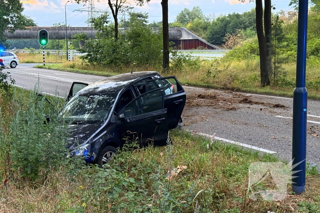 Auto verliest controle en botst in berm