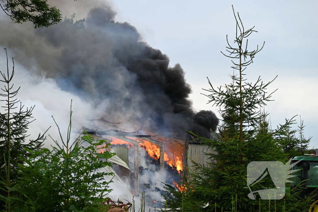 Brand verwoest loods vol stro