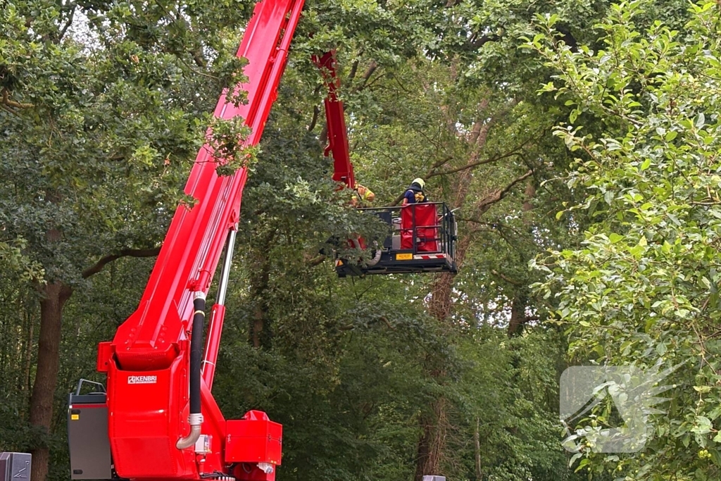 Hoogwerker inzet bij stormschade