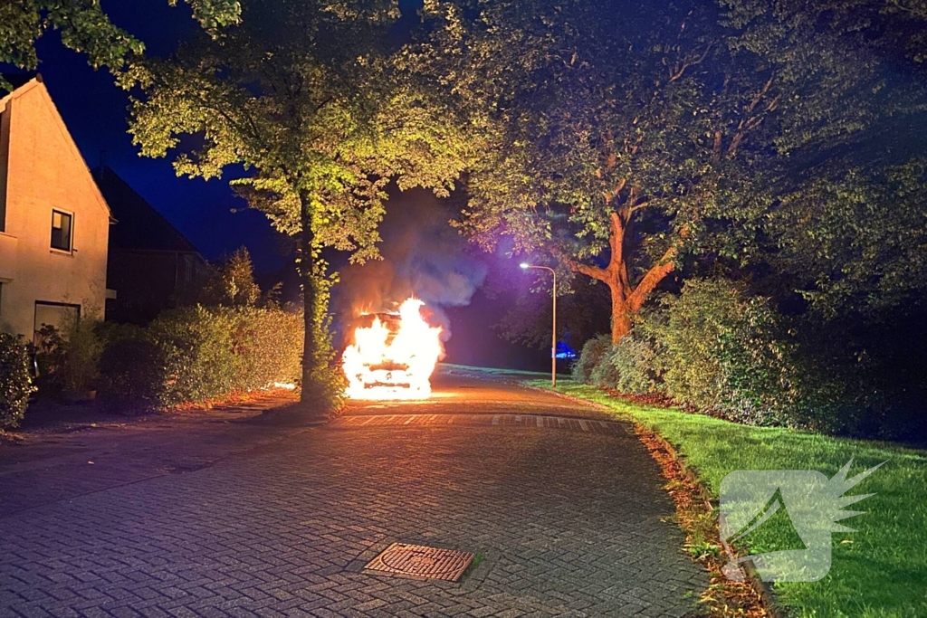 Taxibus volledig in vlammen op